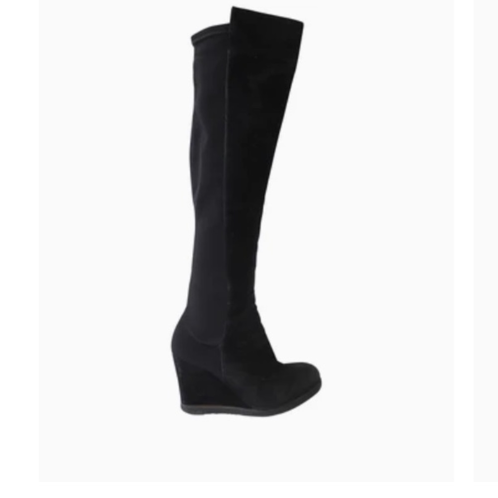 Stuart Weitzman 5050 Knee Length Boots With Wedge Heels In Black Suede size 7.5